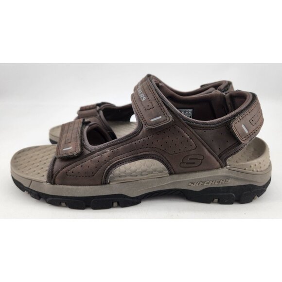 Skechers Size 10 Tresmen Garo Chocolate Sandals Relaxed Fir Luxe Foam 204105 - Picture 8 of 10